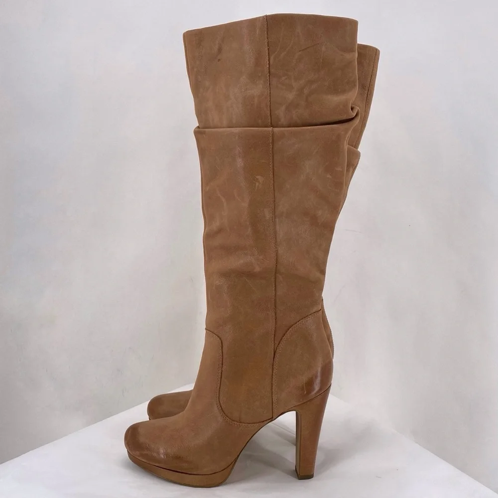 Jessica Simpson tan heeled leather boots - Picture 3 of 10